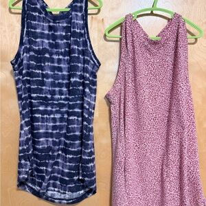Athleta Sleeveless Tops - Navy Tie-Dye and Pink Leopard Pattern - XXS runs large